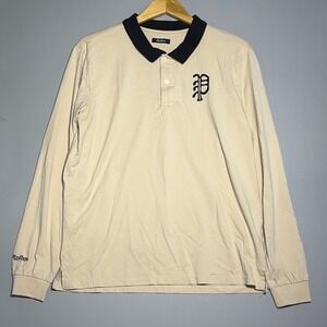 Malbon Golf Long Sleeve Polo Shirt Mens Size Medium Parful Rugby Embroidered